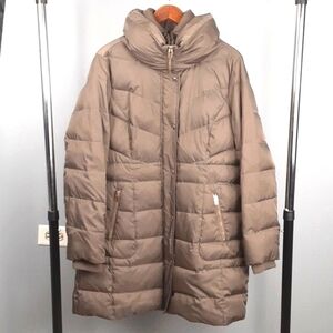 Kenneth Cole New York Goose Blend Quilted Puff Tan Coat Jacket